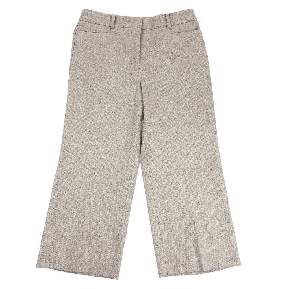 Talbots Wool Blend Tweed Pants Women 12P Beige Wide Leg Soft Shimmer Petite